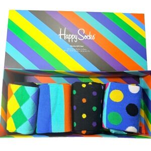 Happy Socks 4-Pack Gift Box Set Multicolor Women 5.5-9.5 Men 4.5-7.5 Crew Socks